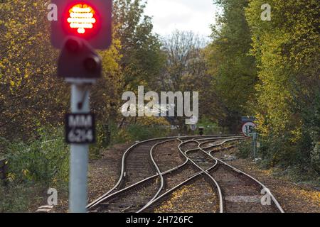 Northern Rail trains pass through the West Yorkshire railway station of Halifax, Calderdale, England, UK Stock Photo