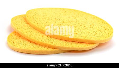 Viscose sponges isolated against a white background Stock Photo