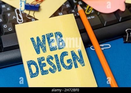 Conceptual caption Web Design. Business idea Website development Designing and process of creating websites Multiple Assorted Collection Office Stock Photo