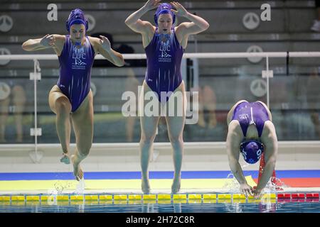 Polo Natatorio Swimming Pool, Rome, Italy, November 19, 2021, Lille UC  during  FTC Telekom Budapest vs Lille UC - Waterpolo EuroLeague Women match Stock Photo