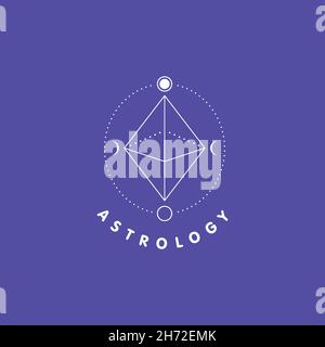 Astrology logo concept with moon phases on violet background Stock Vector