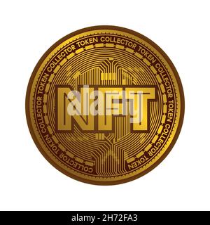 NFT. Non fungible token cryptocurrency blockchain concept coin Stock Vector