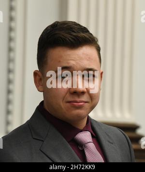 Kenosha, Wisconsin, USA. 9th Nov, 2021. RITTENHOUSE TRIAL DAY 6: Defendant KYLE RITTENHOUSE, 18, after a break during his trial for murder in Kenosha Circuit Court Tuesday. Rittenhouse faces seven charges. (Credit Image: © Mark Hertzberg/ZUMA Press Wire) Stock Photo