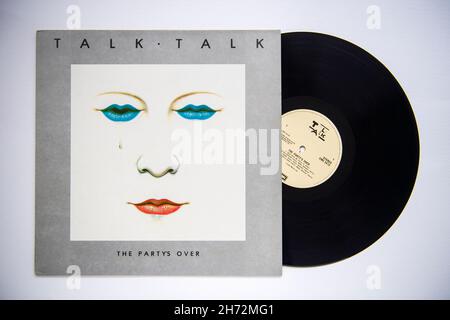 LP cover and vinyl of The Party's Over, the debut album by Talk Talk, which was released in 1982 Stock Photo