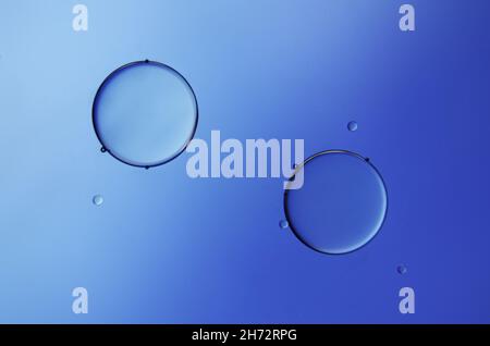 Closeup of oil bubbles on the water surface for backgrounds and textures Stock Photo