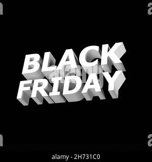 Black Friday text in 3d render illustration on black background Stock Photo