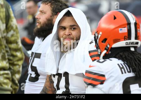 Jedrick Wills Jr. #71 of the Cleveland Browns looks on prior to a News  Photo - Getty Images