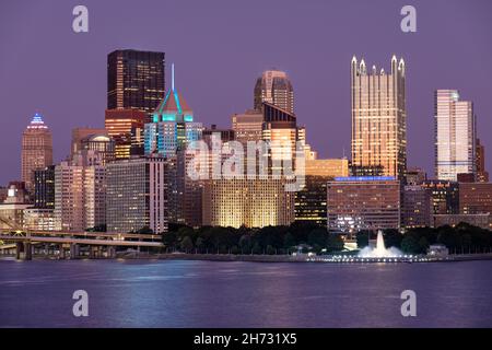 Cityscape of Pittsburgh, Pennsylvania. Allegheny and Monongahela Rivers in Background. Ohio River. Pittsburgh Downtown With Skyscrapers and Beautiful Stock Photo