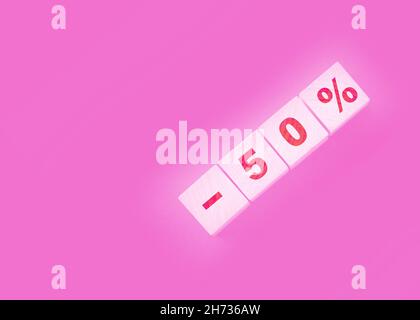 90% on wooden blocks on black background. Sale business concept Stock Photo
