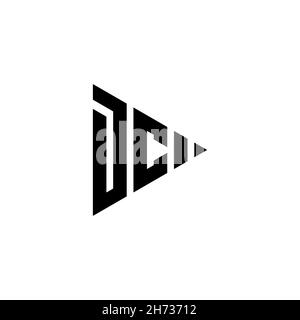 DC Monogram logo letter with triangle play button shape style on isolated background. Triangle monogram logo, triangle play logo letter. Stock Vector