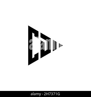CD Monogram logo letter with triangle play button shape style on isolated background. Triangle monogram logo, triangle play logo letter. Stock Vector