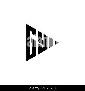 GY Monogram logo letter with triangle play button shape style on isolated background. Triangle monogram logo, triangle play logo letter. Stock Vector