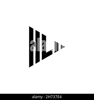 HL Monogram logo letter with triangle play button shape style on isolated background. Triangle monogram logo, triangle play logo letter. Stock Vector