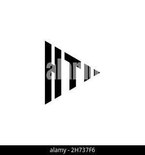 HT Monogram logo letter with triangle play button shape style on isolated background. Triangle monogram logo, triangle play logo letter. Stock Vector