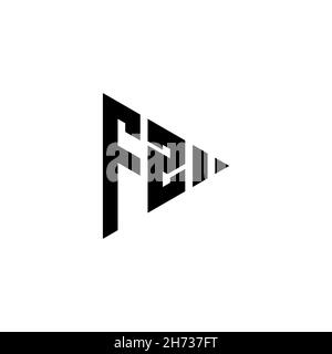 FZ Monogram logo letter with triangle play button shape style on isolated background. Triangle monogram logo, triangle play logo letter. Stock Vector