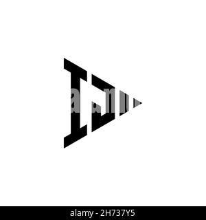 IJ Monogram logo letter with triangle play button shape style on isolated background. Triangle monogram logo, triangle play logo letter. Stock Vector