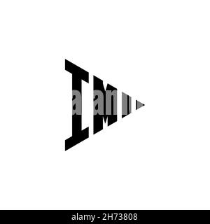 IM Monogram logo letter with triangle play button shape style on isolated background. Triangle monogram logo, triangle play logo letter. Stock Vector