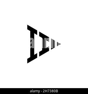II Monogram logo letter with triangle play button shape style on isolated background. Triangle monogram logo, triangle play logo letter. Stock Vector