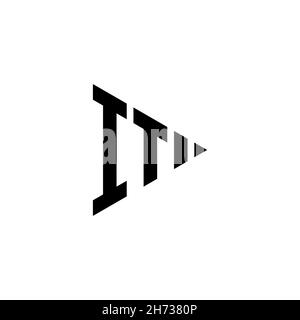IT Monogram logo letter with triangle play button shape style on isolated background. Triangle monogram logo, triangle play logo letter. Stock Vector