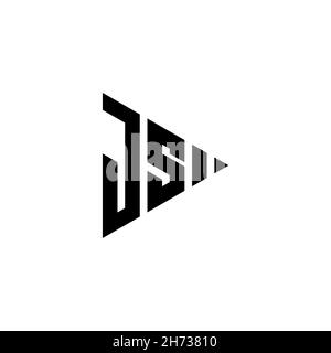 JS Monogram logo letter with triangle play button shape style on isolated background. Triangle monogram logo, triangle play logo letter. Stock Vector