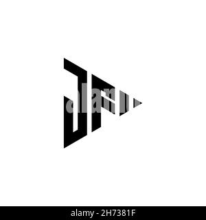 JF Monogram logo letter with triangle play button shape style on isolated background. Triangle monogram logo, triangle play logo letter. Stock Vector