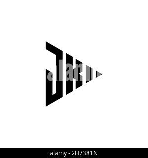 JK Monogram logo letter with triangle play button shape style on isolated background. Triangle monogram logo, triangle play logo letter. Stock Vector