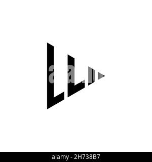 LL Monogram logo letter with triangle play button shape style on isolated background. Triangle monogram logo, triangle play logo letter. Stock Vector