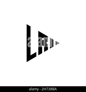 LR Monogram logo letter with triangle play button shape style on isolated background. Triangle monogram logo, triangle play logo letter. Stock Vector