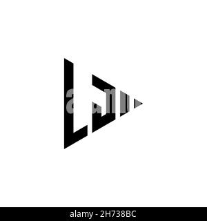 LJ Monogram logo letter with triangle play button shape style on isolated background. Triangle monogram logo, triangle play logo letter. Stock Vector