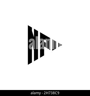NP Monogram logo letter with triangle play button shape style on isolated background. Triangle monogram logo, triangle play logo letter. Stock Vector