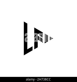 LF Monogram logo letter with triangle play button shape style on isolated background. Triangle monogram logo, triangle play logo letter. Stock Vector