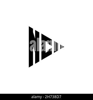 NC Monogram logo letter with triangle play button shape style on isolated background. Triangle monogram logo, triangle play logo letter. Stock Vector