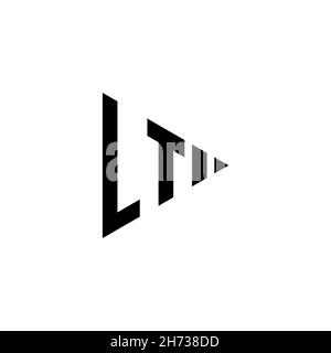 LT Monogram logo letter with triangle play button shape style on isolated background. Triangle monogram logo, triangle play logo letter. Stock Vector