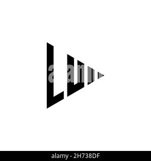 LU Monogram logo letter with triangle play button shape style on isolated background. Triangle monogram logo, triangle play logo letter. Stock Vector