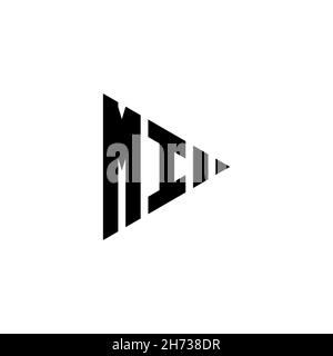 MI Monogram logo letter with triangle play button shape style on isolated background. Triangle monogram logo, triangle play logo letter. Stock Vector