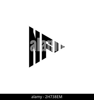 NF Monogram logo letter with triangle play button shape style on isolated background. Triangle monogram logo, triangle play logo letter. Stock Vector
