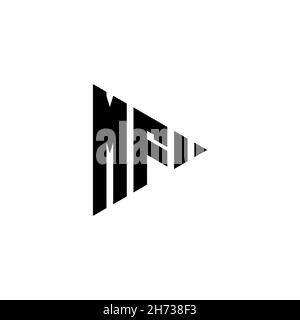 MF Monogram logo letter with triangle play button shape style on isolated background. Triangle monogram logo, triangle play logo letter. Stock Vector