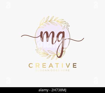 MG feminine logo. Usable for Nature, Salon, Spa, Cosmetic and Beauty Logos. Flat Vector Logo Design Template Element. Stock Vector