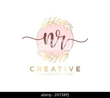 NR feminine logo. Usable for Nature, Salon, Spa, Cosmetic and Beauty Logos. Flat Vector Logo Design Template Element. Stock Vector