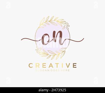 ON feminine logo. Usable for Nature, Salon, Spa, Cosmetic and Beauty Logos. Flat Vector Logo Design Template Element. Stock Vector