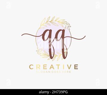 QQ feminine logo. Usable for Nature, Salon, Spa, Cosmetic and Beauty Logos. Flat Vector Logo Design Template Element. Stock Vector