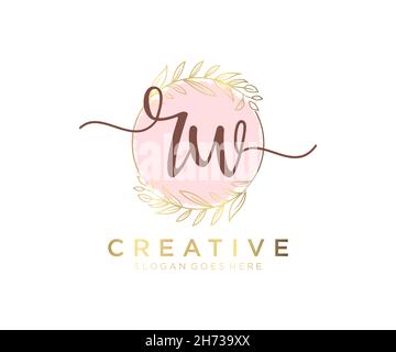 RW feminine logo. Usable for Nature, Salon, Spa, Cosmetic and Beauty Logos. Flat Vector Logo Design Template Element. Stock Vector