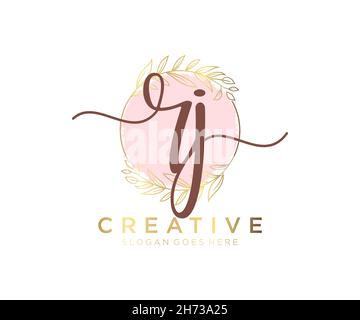 RJ feminine logo. Usable for Nature, Salon, Spa, Cosmetic and Beauty Logos. Flat Vector Logo Design Template Element. Stock Vector