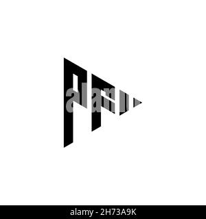PF Monogram logo letter with triangle play button shape style on isolated background. Triangle monogram logo, triangle play logo letter. Stock Vector