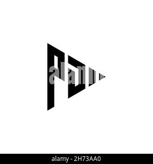PD Monogram logo letter with triangle play button shape style on isolated background. Triangle monogram logo, triangle play logo letter. Stock Vector