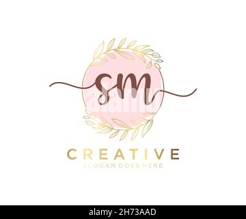 SM feminine logo. Usable for Nature, Salon, Spa, Cosmetic and Beauty Logos. Flat Vector Logo Design Template Element. Stock Vector