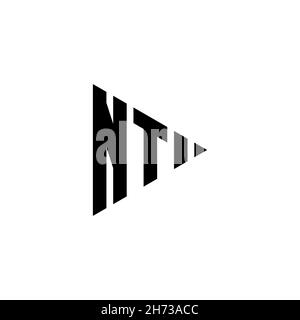 NT Monogram logo letter with triangle play button shape style on isolated background. Triangle monogram logo, triangle play logo letter. Stock Vector