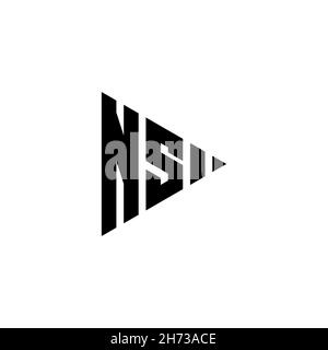 NS Monogram logo letter with triangle play button shape style on isolated background. Triangle monogram logo, triangle play logo letter. Stock Vector