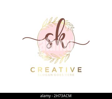 SK feminine logo. Usable for Nature, Salon, Spa, Cosmetic and Beauty ...