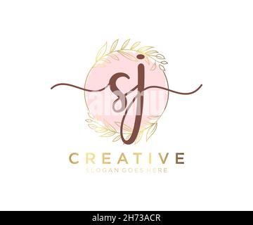 SJ feminine logo. Usable for Nature, Salon, Spa, Cosmetic and Beauty Logos. Flat Vector Logo Design Template Element. Stock Vector